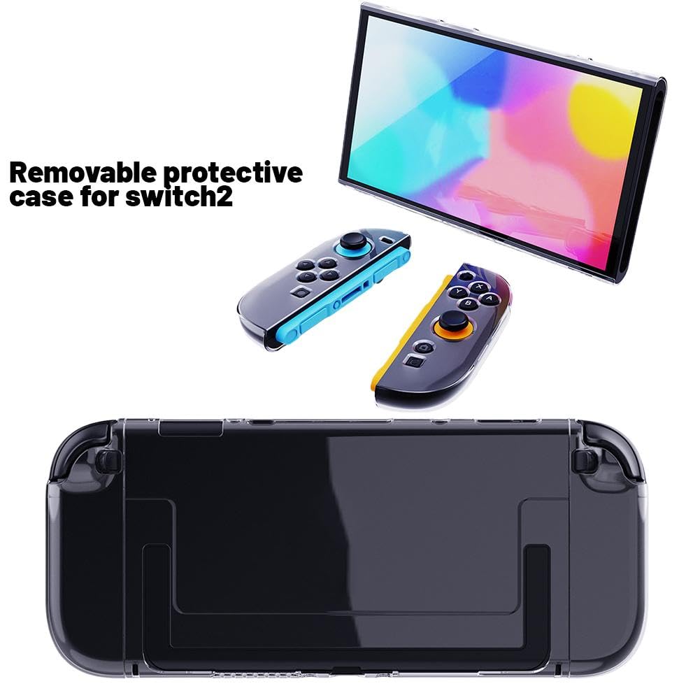 Custodia protettiva rimovibile per Switch2 con manici staccabili - PC+TPU doppio materiale, design trasparente, 1,5 m testato contro le cadute