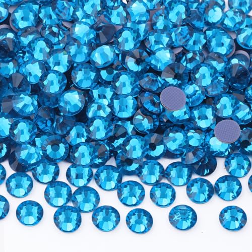 600Pcs Hotfix Rhinestones for Clothing, Indicolite SS30 Iron On Flatback Glass Gems, Bedazzler Crystals Rhinestones for Crafting Clothes Hats Shoes Fabric Bedazzling Decor Nail Art