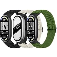 Bcuckood Elastisches Armband Kompatibel mit Xiaomi Smart Band 10/9/8 Damen Herren, dehnbares Uhrenarmband weiches elastisches Nylon Ersatzarmband für Xiaomi Mi Band 10/9/8, 3 Stück – Ansicht 1
