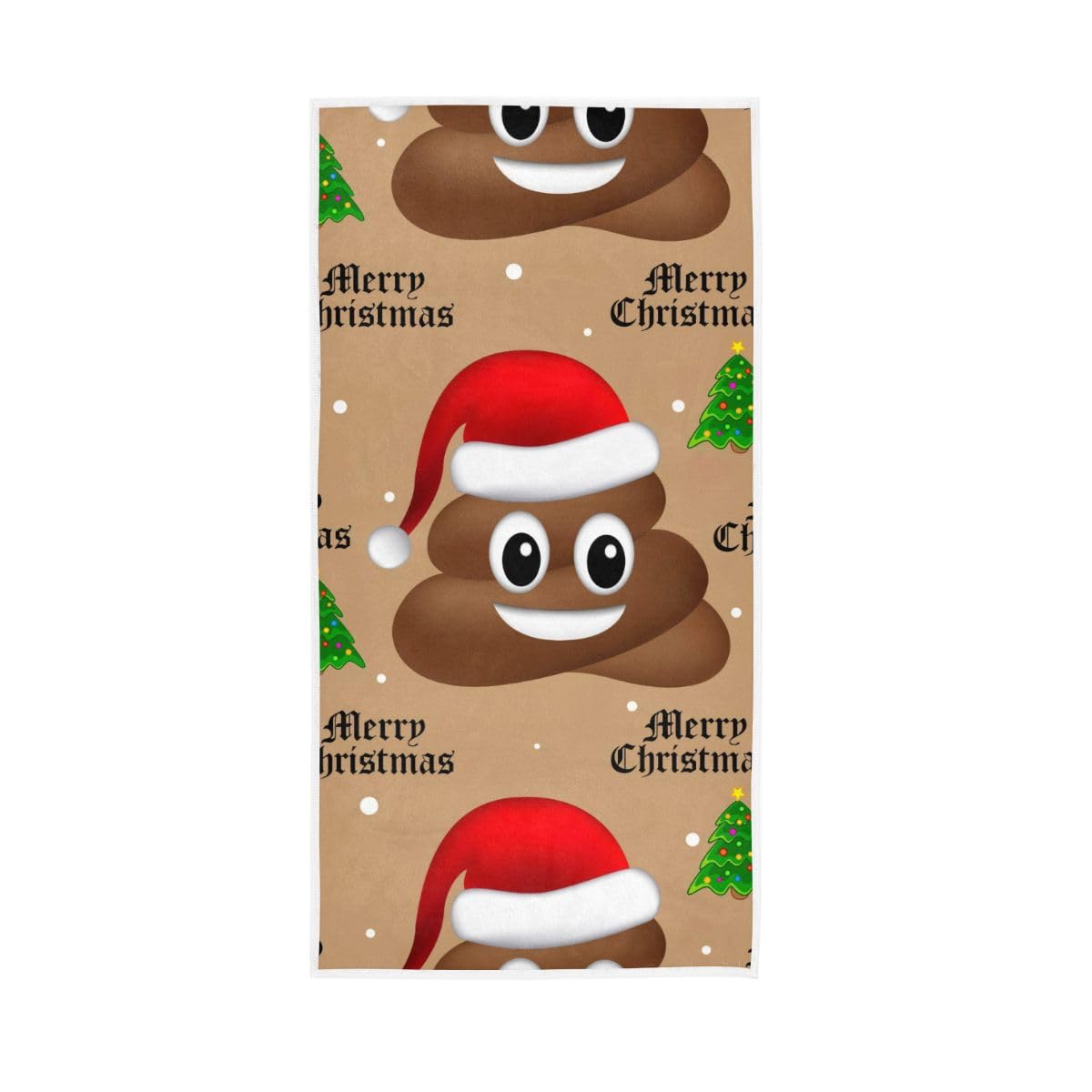 LSRCPD Brown Christmas Poop with Santa Hat Hand Towels for Bathroom, Hand Towels for Bathroom, Shower, Hotel, Spa 15 x 30 Inches