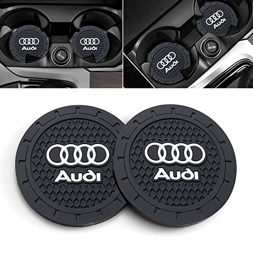Car Cup Holder Coaster for Audi Recessed Silicone Cupholder Coaster Interior Accessories 2.75in 2Pieces Black