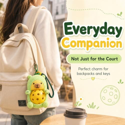RORLAND Pickle Sparkle | Pickleball Funny Gift for Women or Men | Hand-Crochet PickleDoll Capybara Keychain | Pickleball Plush Tote Bag Charm | Ideal Gift for Pickleball Players or Teammates - image 3