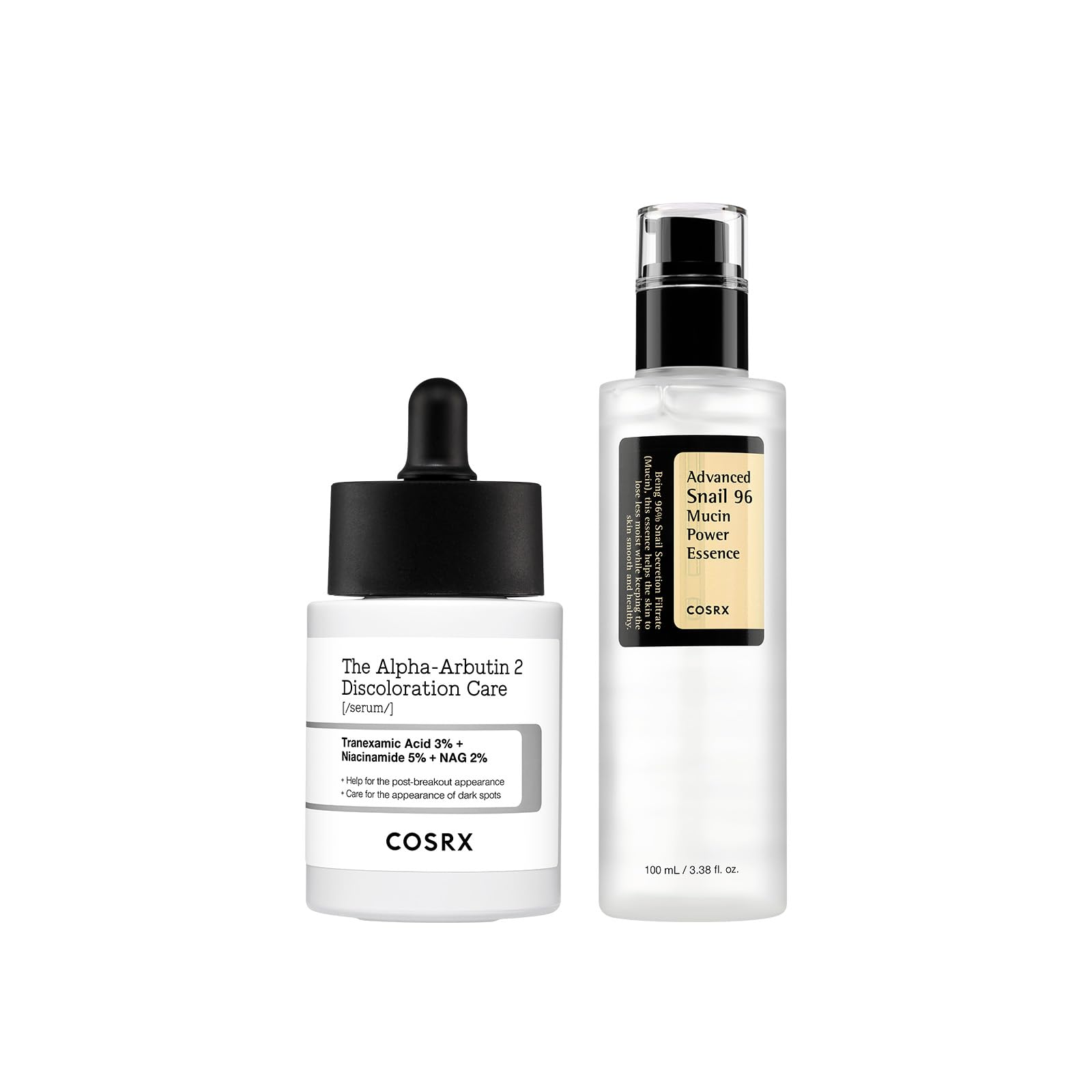COSRX 2% Alpha Arbutin Discoloration Care Serum + Snail Mucin 96% Power Essence