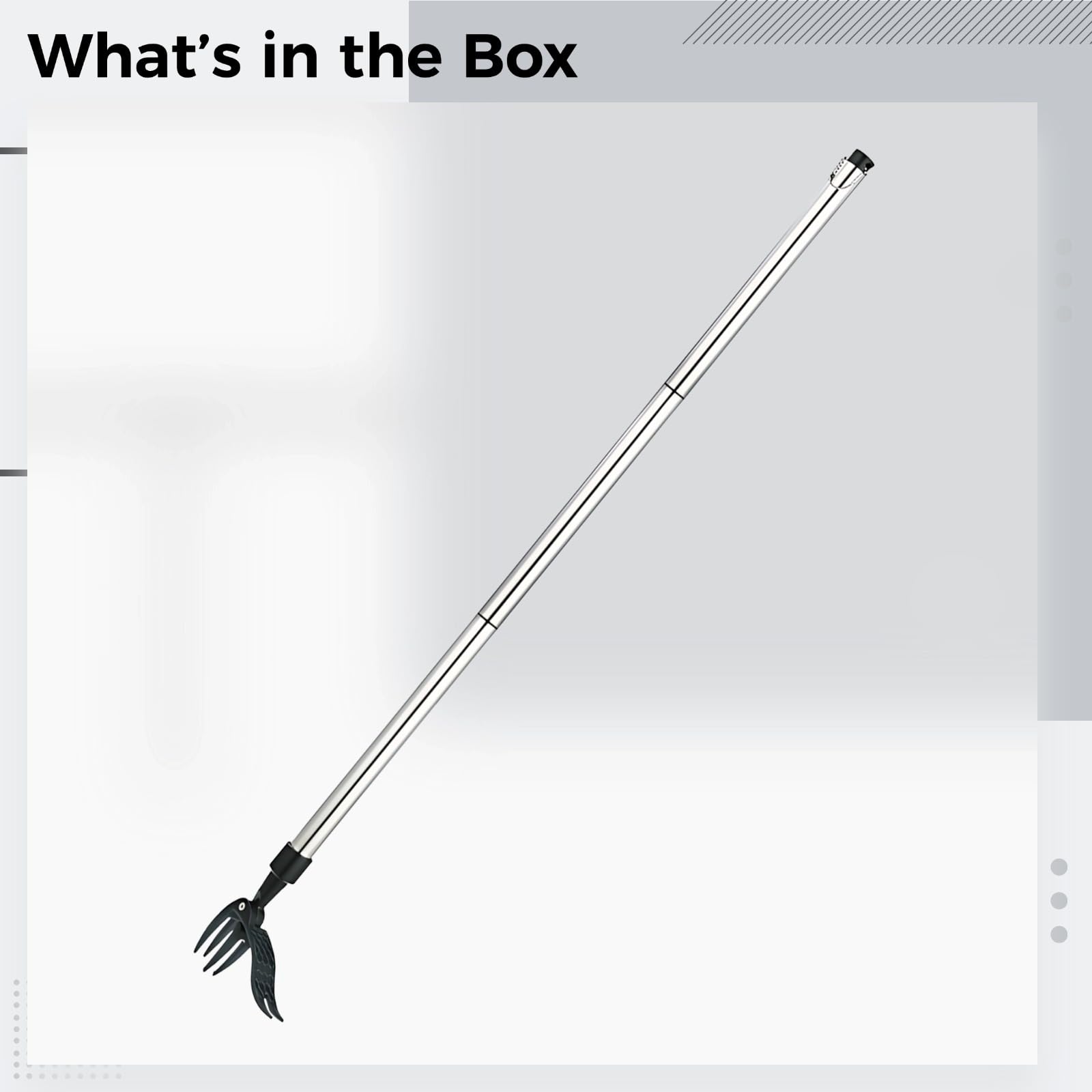 Unkrautstecher mit langem Stiel, 39,4 Zoll / 100 cm manueller Jäter mit 4 Zinken, Metall-Unkrautentferner mit 5,3 Zoll / 13,5 cm Kopf, Silber