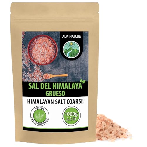 Alpi Nature Sal Rosa del Himalaya Gruesa 1kg, Sal de Roca Natural del Himalaya Gruesa 2-5 mm