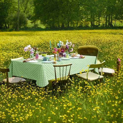Nappe plastique imperméable 140x180 cm rectangulaire à pois vert - 7