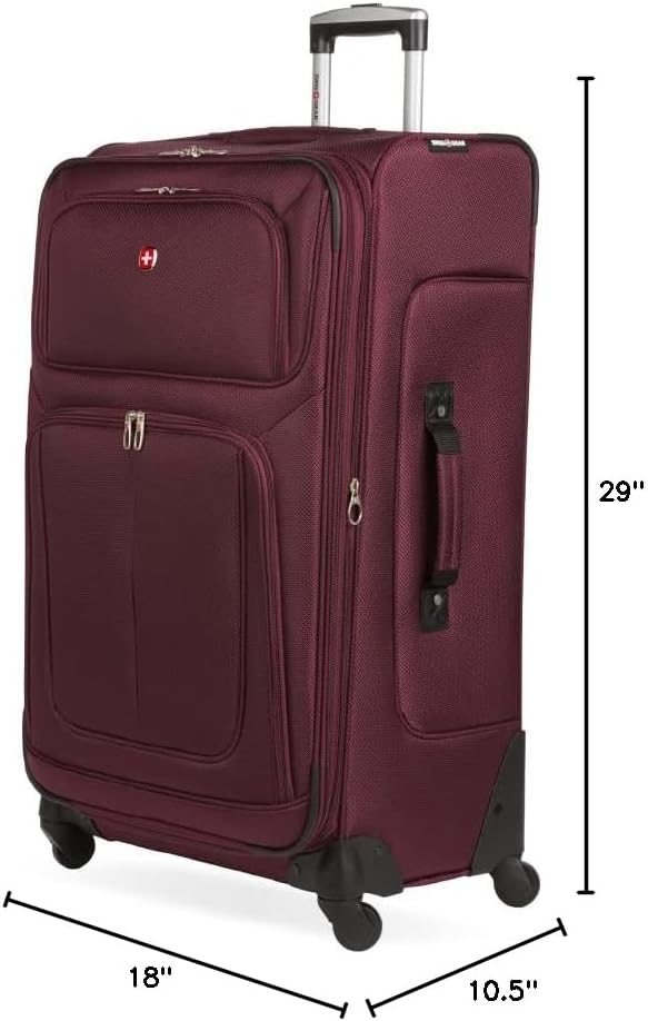 SwissGear Sion Softside Expandable Luggage – Large Checked Suitcase with 360 Degree Wheels & Retractable Handle – 29 Inch, Perfect for 7-9 Night Trips – Merlot - Image 11