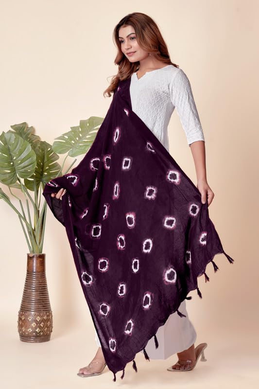 Image of Traditional Bandhani Dupatta for Women Soft Cotton Blend with Tie-Dye Print and Elegant Design for Ethnic