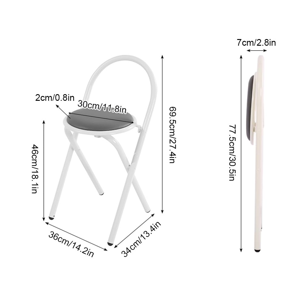 Ool pieghevole portatile con schienale rotondo in pelle ol per cucina sala da pranzo e uso domestico Design salvaspazio facile da re e trasportare