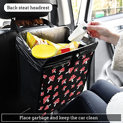 Image of Cute Mushrooms Car Trash Can, Red Dots Foldable Hanging Car Trash Bag, Small Waterproof Car Accessories Garbage Bin (g300885936p857c913s2021)