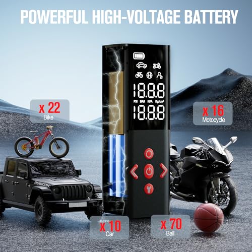 Image of GOOLOO AP150 Tire Inflator Portable Air Compressor, 2X Faster 150PSI Cordless Air Pump for Car Tires with Auto-Shutoff, Portable Tire Pump with Digital Pressure Gauge for Car, Motorcycle,Bike, Ball