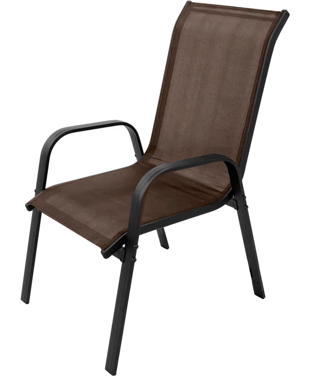 Sillas de jardín apilables de textilene – Pack de 4 con reposabrazos; Estructura metálica Resistente, Transpirables y fáciles de Limpiar para terraza y balcón, Color marrón