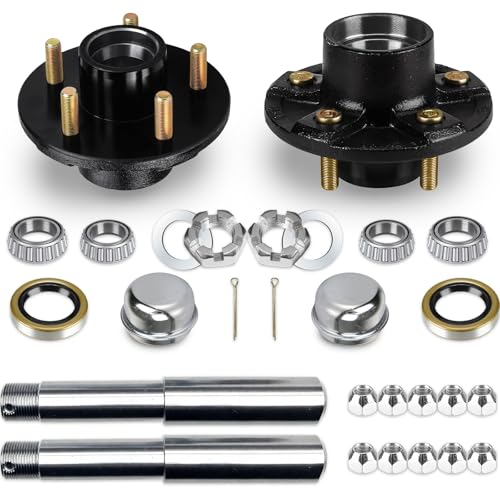 dreamdragon 2pcs 2000lbs Trailer Axle Trailer Hub Kit 5 Bolt 4.5 with BT8 Trailer Axle Spindle