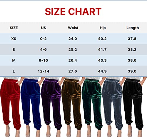 Cyparel Women Casual High Waist Velvet Pants Relaxed Fit Elastic Waist Velvet Velour Joggers Pants Black #TOP1