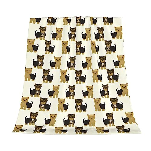 Yorkshire Terrier - Manta de forro polar con diseño de perro Yorkie, súper suave, acogedora, lavable, ligera, mullida, para sofá, cama, oficina, viajes, camping, cálida manta de felpa para todas las