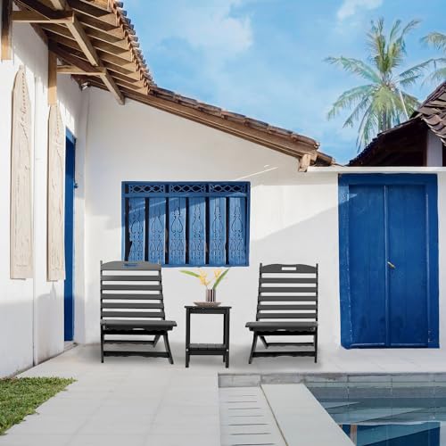 IVYLANE-Portable-Xavier-Chairs-Set-of-2-Folding-Adirondack-Chair-Wave-HDPE-Plastic-Black-All-Weather-Resistant-for-Outdoor-Fire-Pit-Patio-Lawn-Beach-Poolside