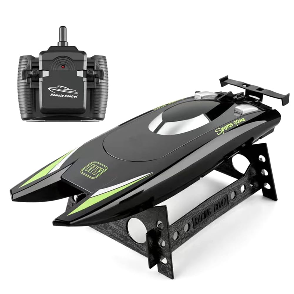 Barca da Regata RC per Adulti - Barca RC da 2,4 GHz Barca Telecomandata Elettronica Ad Alta velocità per Bambini Durevole Facile da Installare Nero