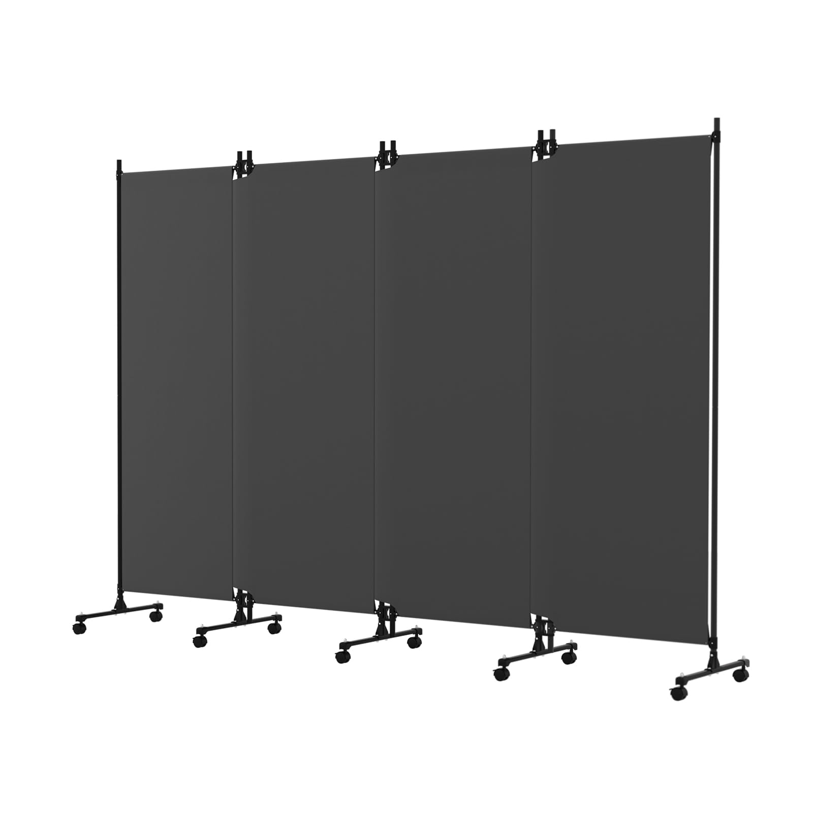 SMONTER 4-Teiliger Raumteiler Paravent, Sichtschutz Balkon mit abschließbaren Rädern, Mobile Trennwand zur Raumaufteilung für Büro, Schlafzimmer, 246 cm × 183 cm, Grau