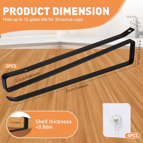 Tumbler Lid Organizer, 2 Pack Coffee Mug Holder for Yeti Tumbler Lid, Space Saving Mug Hanger Rack Holds Up to 12 Lids, Cup Holder Under Cabinet, Water Bottle Lid Holders for Kitchen Storage - Image 3