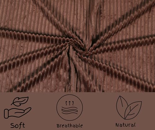Image of RD TREND Presents Velvet 250 GSM Self Stripe Pillow Cover Set of 2 with Zipper, Size -18 inch x 28 inch Inches (45x71 Cm) (Coffee)