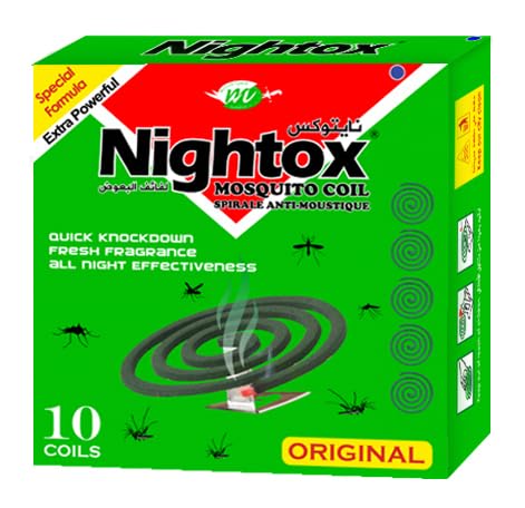 Nightox Mosquito Coil Green – 10 Coils/Box | Effective Mosquito Repellent for Indoor & Outdoor Use | Long-Lasting Protection Against Insects
