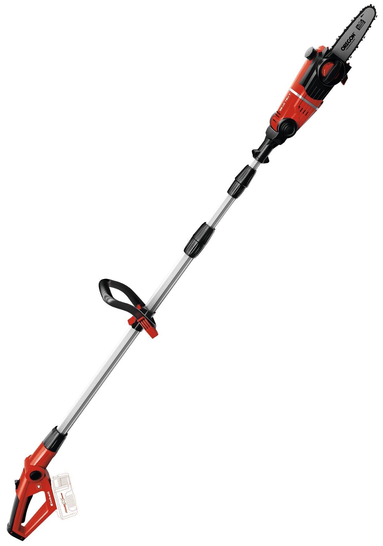 Einhell Sierra de pértiga a batería - GE-LC 18 Li T-Solo, Mango telescópico y Auxiliar, Espada y Cadena Oregon, Sin batería Intercambiable ni Cargador