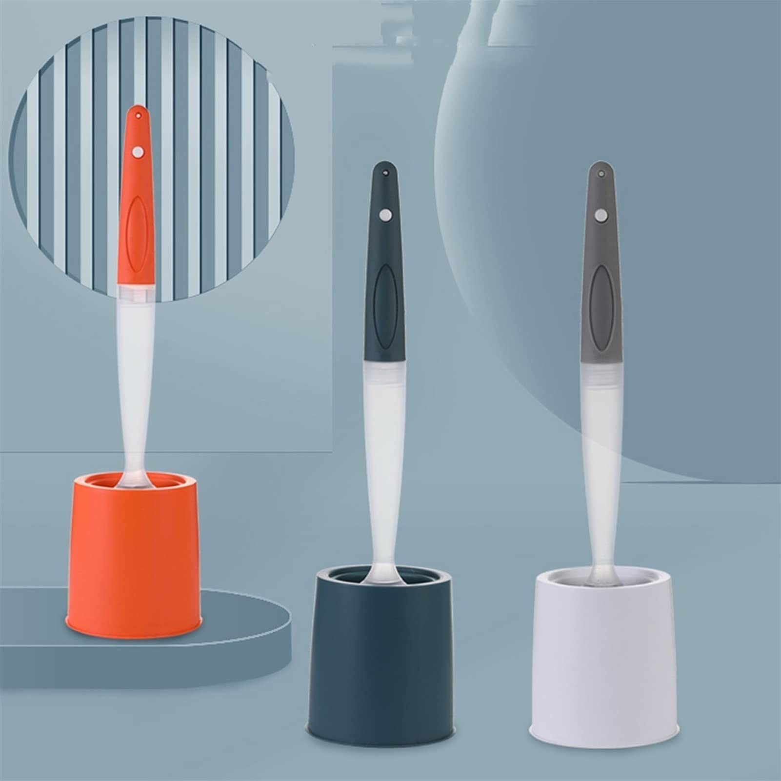 Design Classico Portabiancheria per la spazzola per uso domestico WC per la pulizia della casa Pennelli per la pulizia del bagno Pennelli da bagno Manico lungo Setole morbide Pennello per la pulizia 3