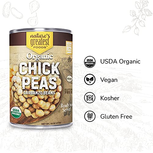 image for Organic Canned Chickpeas (Garbanzo Beans) - 12-Pack, 15 Ounce - Ready 