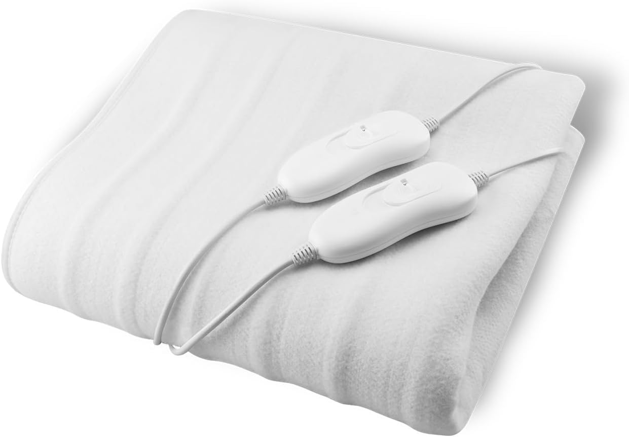 Topper riscaldato elettrico doppio, 140 x 160 cm, 2 x 60 W, 3 livelli di temperatura, 2 controlli rimovibili, protezione contro il surriscaldamento