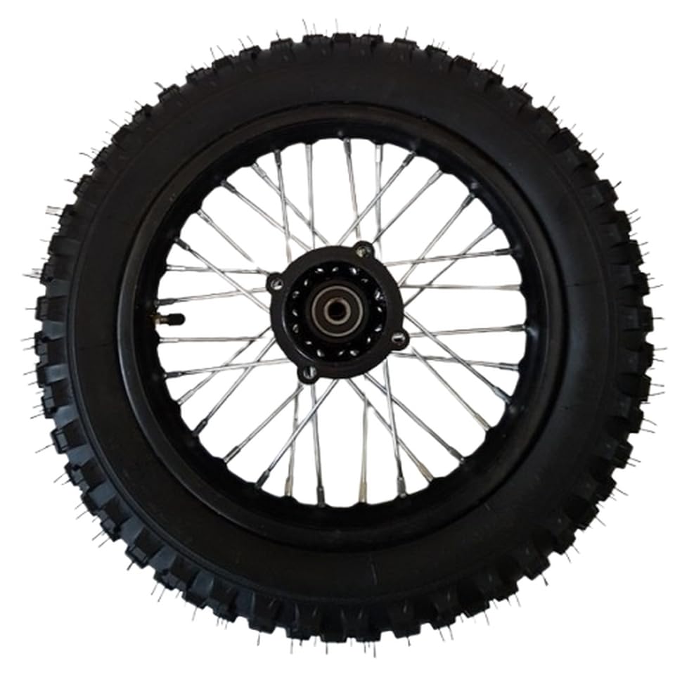Dirtbike Komplettrad Pitbike Stahlfelge Ersatzreifen vorne 12 Zoll 80/100-12 12mm Achse