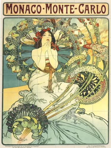 Ceramic Backsplash Tile Mural Art Nouveau Art Deco Style Fine