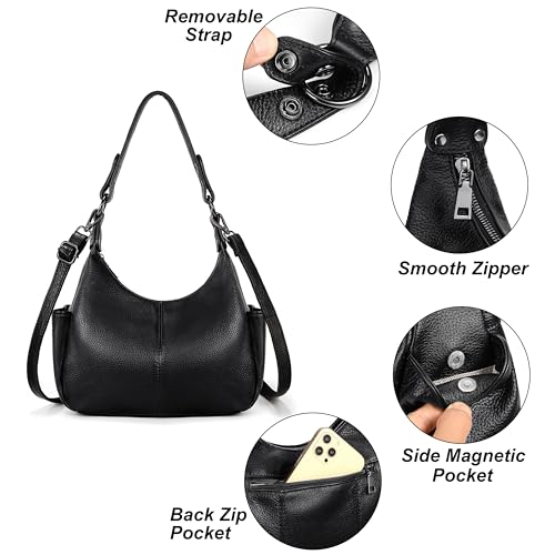 Image of YALUXE Women's Real Leather Shoulder Bags Hobo Handbags Purse Crossbody Bag