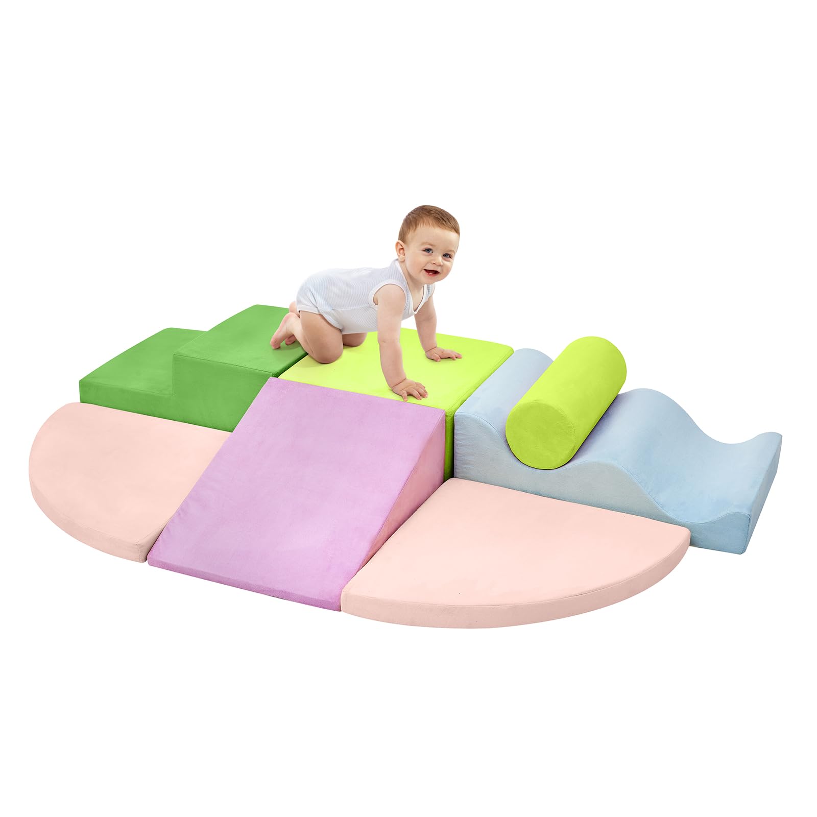 Climbing Toys for Toddlers, Toddler Climbing Toys Indoor, 7-Piece Soft Foam Blocks Set, Toddler Playtime Corner Climber Indoor Foam Play Gym for Crawling and Sliding