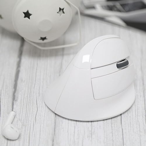 Miniatura 9 de DELUX Ratón ergonómico inalámbrico, mouse vertical para manos pequeñas, mouse ergonómico de clic silencioso, hasta 4000 DPI, 6 botones, BT 5.0/2.4G