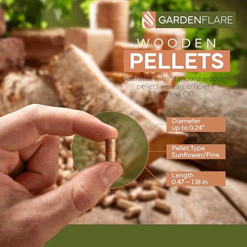 Gardenflare GARDENFLARE Feuerrohr Klassik – Edelstahl Feuersäule und Pelletfackel für Tolles Ambiente Feuer – Moderne Feuerschale & Gartenkamin Alternative für Deine Terrasse (Silber)