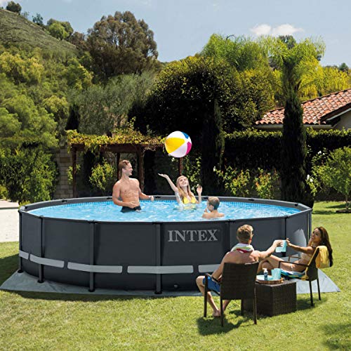 Intex Ultra Xtr Frame 14' X 42" Round Above Ground Outdoor Swimming Pool Set With Sand Filter Pump, Ground Cloth, Ladder, And Pool Cover #TOP1