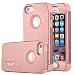 iPhone SE Case Pandawell™ Shockproof Hybrid High Impact Hard Plastic+Soft Silicon Rubber Armor Defender Case Cover for Apple iPhone SE / 5S - All Rose Gold