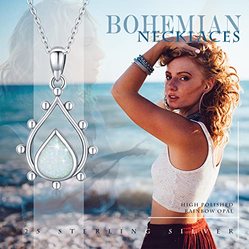 Conbo S925 Sterling Silver Teardrop Pendant Urn Necklaces For Ashes For Women Girls, Waterdrop Cremation Necklack For Dog Cat Human Ashes Cremation Opal Jewelry Locket Keepsake Memorial #TOP1