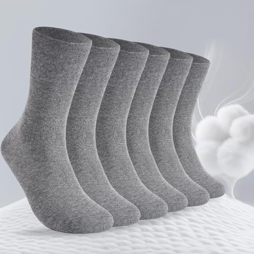 SockWaddles SockWaddles 6 Paar Diabetikersocken ohne Gummibund & ohne Naht 97% Baumwolle, Diabetiker Socken mit Komfortbund Hautfreundlich & Atmungsaktiv baumwollsocken für Damen Herren Grau 43-46 - Detailansicht 2 | TV | Video | Foto