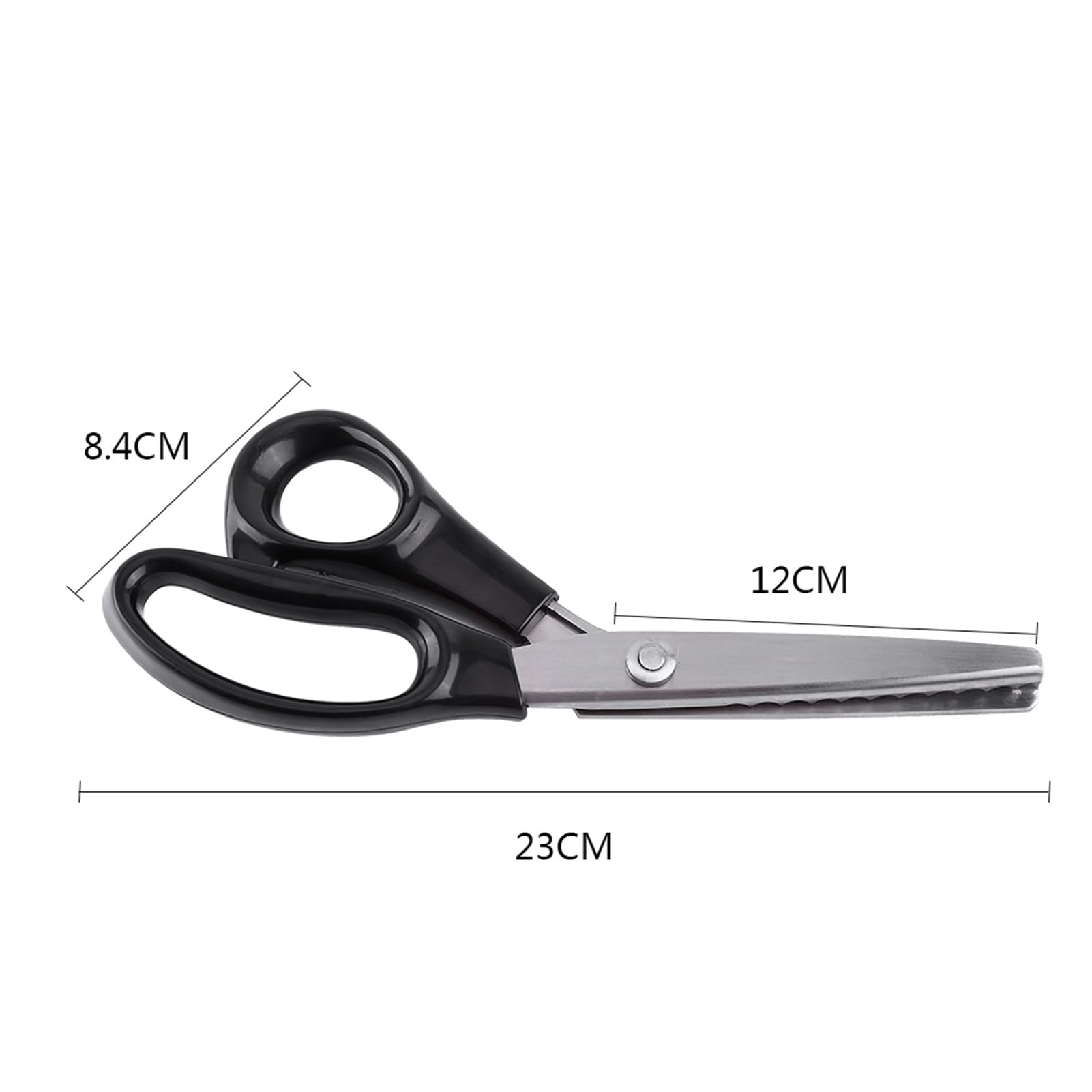 Ejoyous Tijeras de Zigzag 23 Cm Acero Inoxidable, Bordes Redondos y (7mm) | Tijeras para Corte de Tela, Costura y Cuero, con Bordes Redondos o Triangulares, Espaciado de 3, 5 y 7 Mm, Unión con
