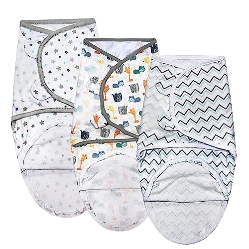 Bibykivn Pucksack Baby 0-3 Monat, 3er Babydecke Baumwolle 100%, Verstellbares Wickeldecke für Neugeborene, Wickeltuch für Säuglinge mit Reißverschluss, für Säuglinge Babys Neugeborene 0-3 Monate