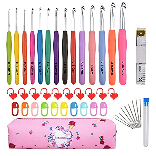 14 Pezzi uncinetto set uncinetti ergonomici a...