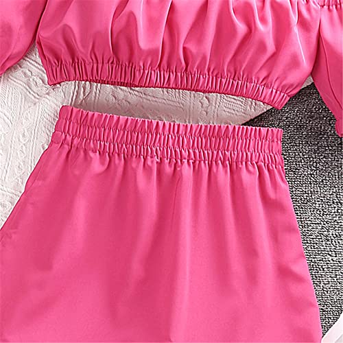 Blusa de manga curta plissada para crianças grandes meninas de um ombro só saia longa plissada verão