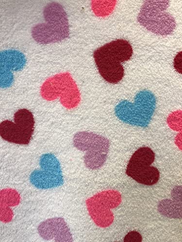 Tissu polaire double face 10m motifs cœurs d'amour pour couture