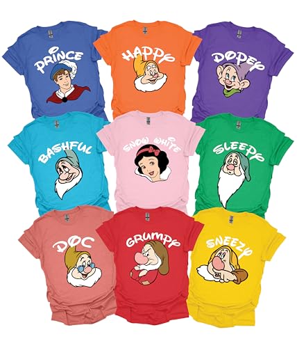 Seven Dwarfs Shirts Customized Snow White Prince Evil Queen and 7 Dwarfs T-Shirts