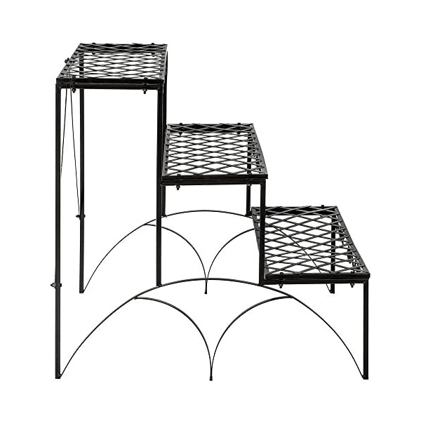 TecTake 3 TIER METAL GARDEN PLANT POT DISPLAY SHELF STAND FLOWER PATIO DECK IN- & OUTDOOR 60x60x60cm - max. load: 30kg - different models - Image 4