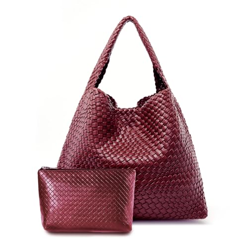Image of MELOLILA Large Woven Tote Bag for Women Weave Purse Woven Leather Handbag