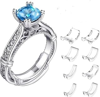 Invisible Ring Size Adjuster & Reducer – Universal Transparent Silicone Rings Guard, Spacer & Tightener, 8‑Pack for Loose, Thin & Wide Rings, Invisible Ring Sizer in Assorted Sizes to Fit Finger