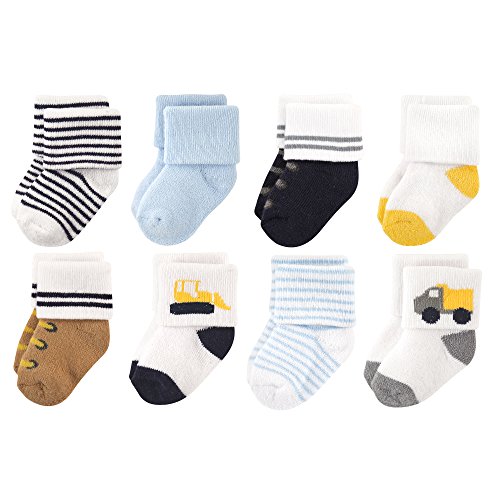 Luvable Friends Newborn and Baby Terry Socks, Bulldozer, 0-6 Months