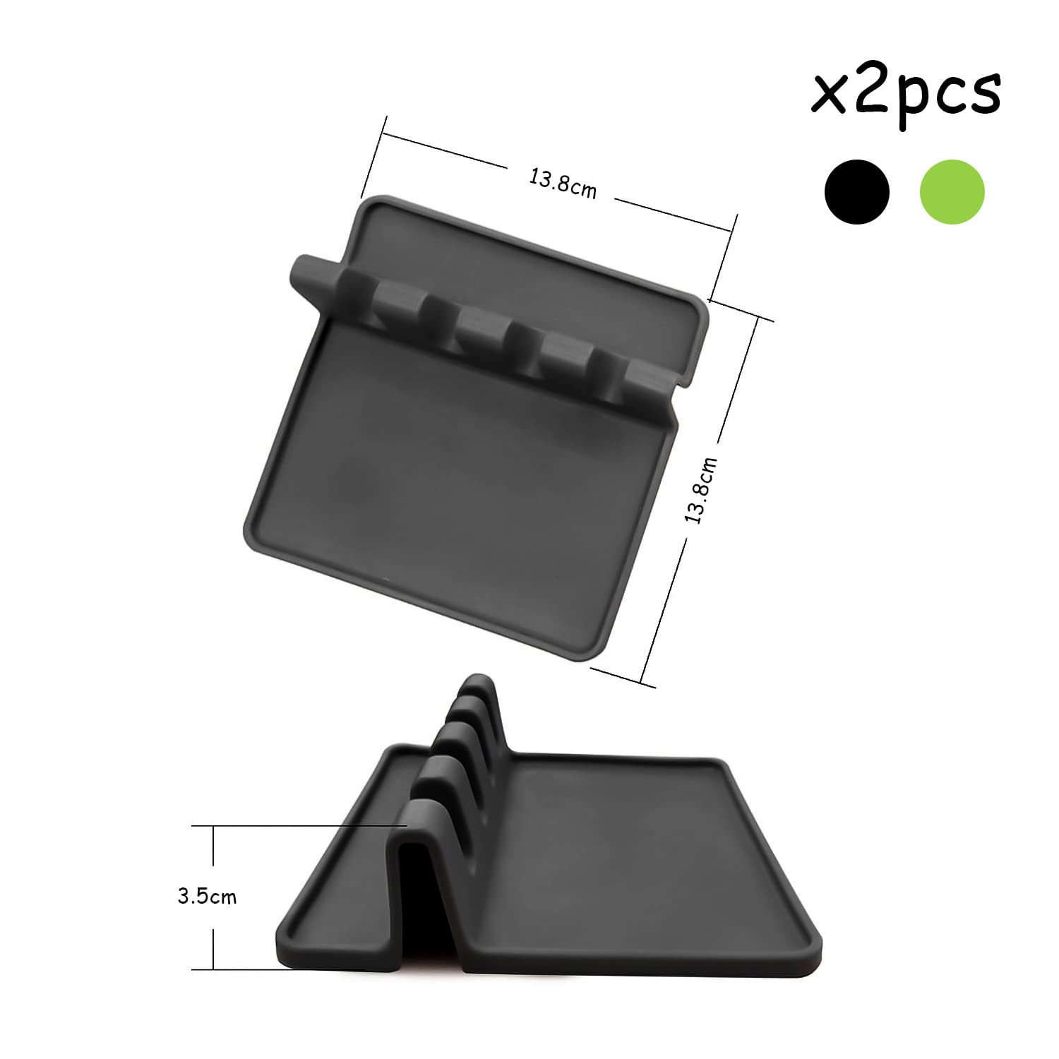 Bandeja de utensilios de cocina de 2 piezas, bandeja de silicona para cucharas multifunción, antideslizante y resistente al calor, para colocar cucharas, tapas, espátulas, palillos